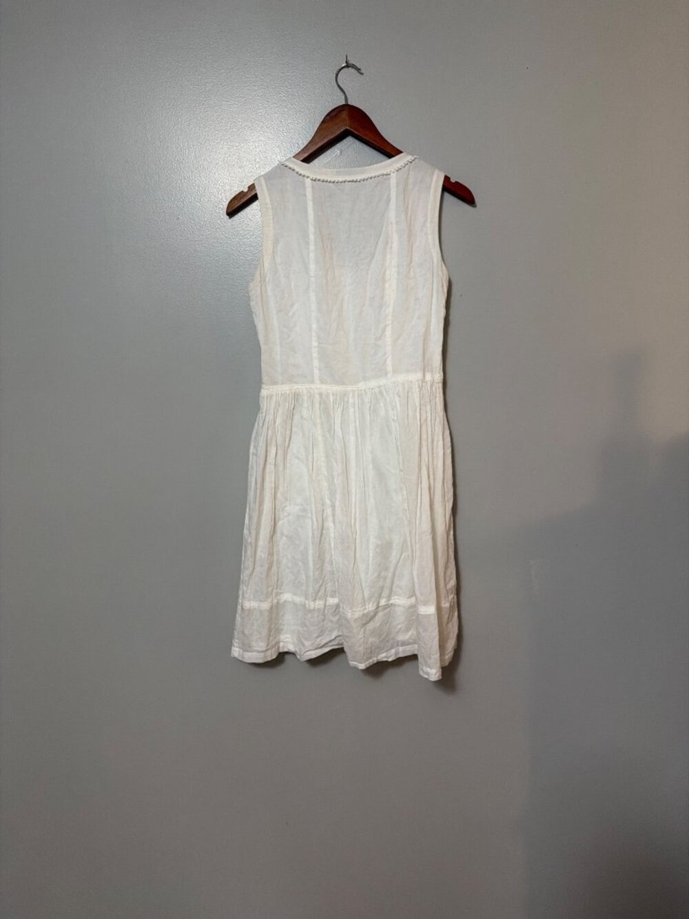 Sleeveless White Cotton Dress By Tommy Hilfiger Size 4 sundress cottage apron - Picture 2 of 7
